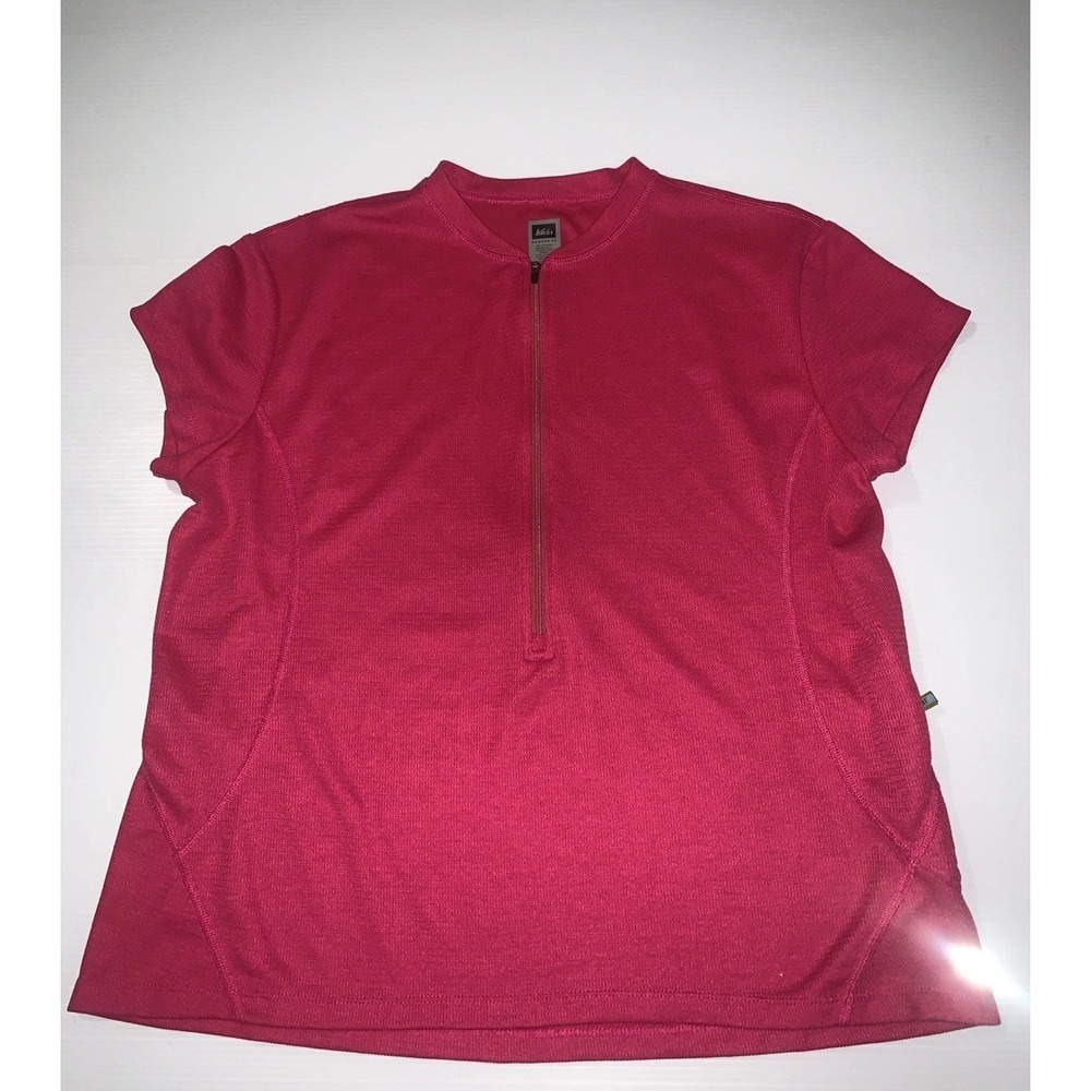 REI Cycling Jersey Shirt Womens XL Pink Jersey 1/2 Zip Sports Zip Pockets